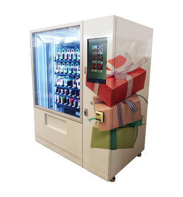 サラダ野菜のガラス ビンのコンボの自動販売機の屋内大きいタッチ画面の非接触支払の選択