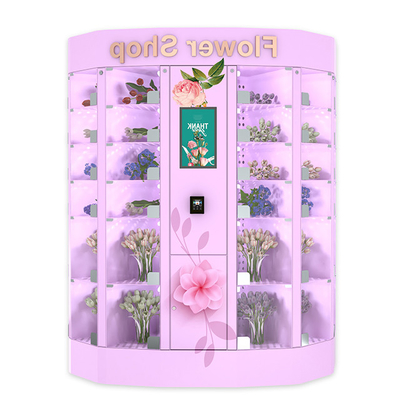 QRはタッチ画面が付いているみずみずしい花の販売のロッカーの硬貨のビル カードを支払う