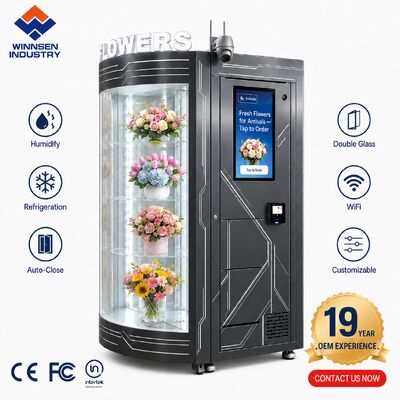 品質 ウィンセン 24/7 セールスサービス 冷蔵庫 新鮮花販売キオスク 22インチタッチスクリーン花束配送機 工場