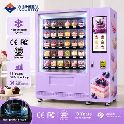 品質 Winnsen Chilled Cupcake Vending Machine Glass Front LED Display Keeps Cream Cakes Fresh 工場